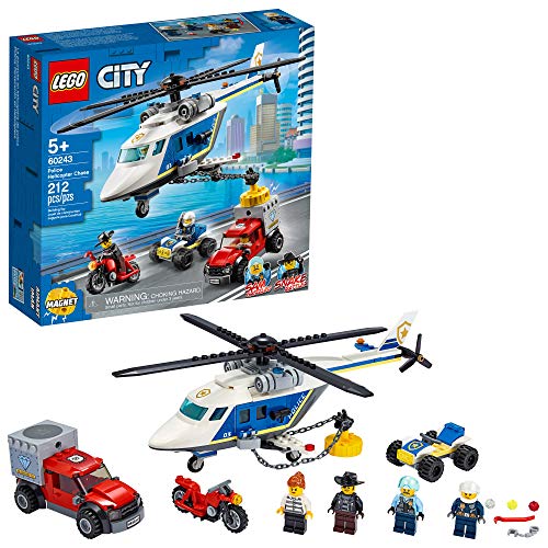 LEGO City Police Helicopter Chase 60243 Police Playset, LEGO Building Sets for Kids, New 2020 (212 Pieces)