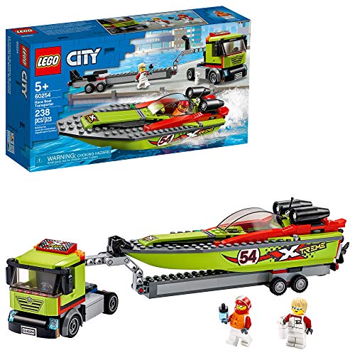 LEGO City Race Boat Transporter 60254 Race Boat Toy, Fun Building Set for Kids (238 Pieces)