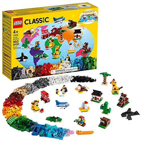 LEGO Classic Around The World 11015 Building Kit; 15 Kids? Building Toys for Creative Play; Iconic Animal Toys; New 2021 (950 Pieces)