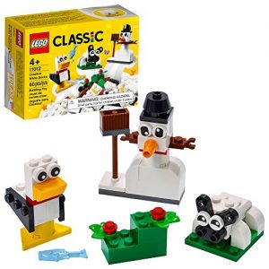 LEGO Classic Creative White Bricks 11012 Building Kit; Toy Building Set for Creative Play with 3 Build Ideas, Including a Snowman, Sheep and Seagull; Great for Kids Aged 4 and Up, New 2021 (60 Pieces)