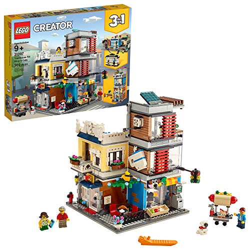 LEGO Creator 3 in 1 Townhouse Pet Shop & Caf? 31097 Toy Store Building Set with Bank, Town Playset with a Toy Tram, Animal Figures and Minifigures (969 Pieces)