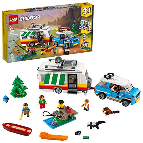 LEGO Creator 3in1 Caravan Family Holiday 31108 Vacation Toy Building Kit for Kids Who Love Creative Play and Camping Adventure Playsets with Cute Animal Figures, New 2020 (766 Pieces)