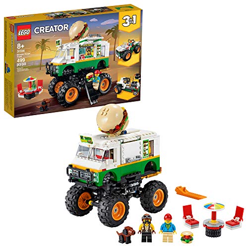 LEGO Creator 3in1 Monster Burger Truck 31104 Building Kit, Cool Buildable Toy for Kids (499 Pieces)