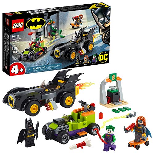LEGO DC Batman: Batman vs. The Joker: Batmobile Chase Building Toy; Includes Batman, Batgirl and The Joker Minifigures Plus Buildable Batmobile and Hot Rod, New 2021 (136 Pieces), Multi Color