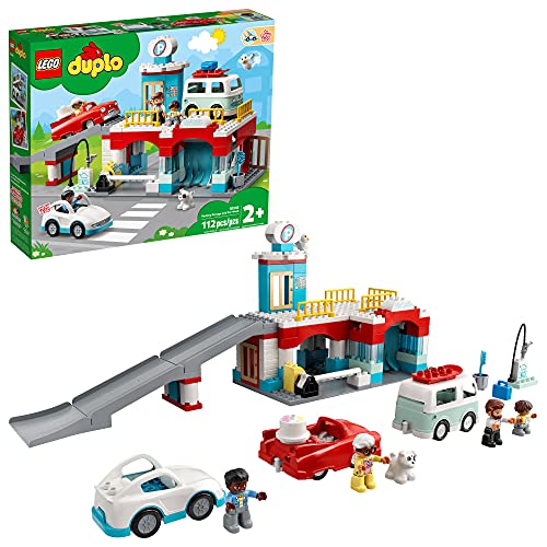 LEGO DUPLO Parking Garage and Car Wash 10948 Kids? Building Toy Featuring a Car Wash, Gas Station and Car Park; New 2021 (112 Pieces)