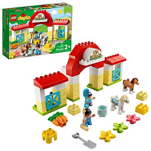 LEGO DUPLO Town Horse Stable and Pony Care 10951 Horse and Pony Stable Playset for Preschoolers; Great Gift for Kids Who Love Horses, Ponies and Pony Rides, New 2021 (65 Pieces)