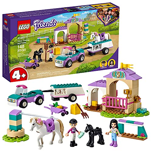 LEGO Friends Horse Training and Trailer 41441 Building Kit Friends Stephanie and Emma and 2 Animals; New 2021 (148 Pieces)