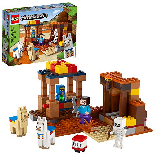 LEGO Minecraft The Trading Post 21167 Collectible Action-Figure Playset with Minecraft?s Steve and Skeleton Toys, New 2021 (201 Pieces)