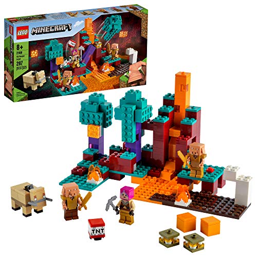 LEGO Minecraft The Warped Forest 21168 Hands-on Minecraft Nether Creative Playset; Fun Warped Forest Building Toy Featuring Huntress, Piglin and Hoglin, New 2021 (287 Pieces)